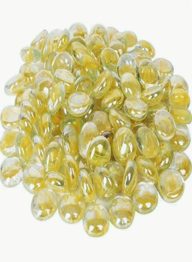 Parakh Lime Shaded Flat Round Marbles Aquarium Pebbles for Vase Fillers, Glass Gems Stone, Table Scatter, Landscaping, Aquarium Fish Tank, Party Decoration, Crystal Rocks (60 Pcs) - Image 1
